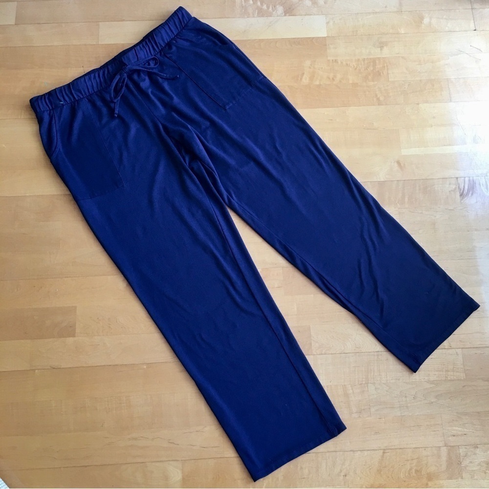 Lucky Brand Wide Leg, High Rise, Flowy, Elastic Waist Pants, Navy Blue, Size L